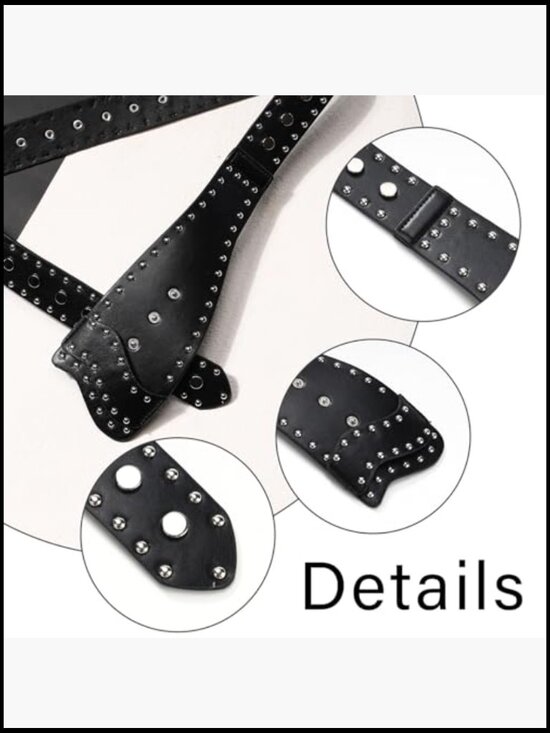 Vintage Punk Leather Cinch Belt Chunky Metal Buckle 80s Goth Costume Western main image 4